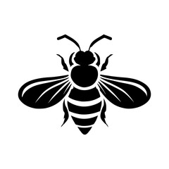 Professional black and white bee logo, suitable for a variety of industries. Minimalistic aesthetic, isolated on a white background. modern and elegant logo Silhouette of a wasp