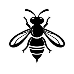 Professional black and white bee logo, suitable for a variety of industries. Minimalistic aesthetic, isolated on a white background. modern and elegant logo Silhouette of a wasp