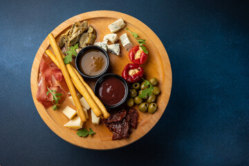 Light and tasty cold appetizers. Close up