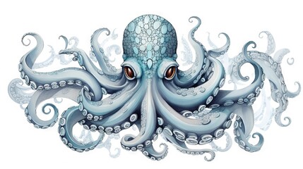  an octopus with an eye on it's face and tentacles.  generative ai