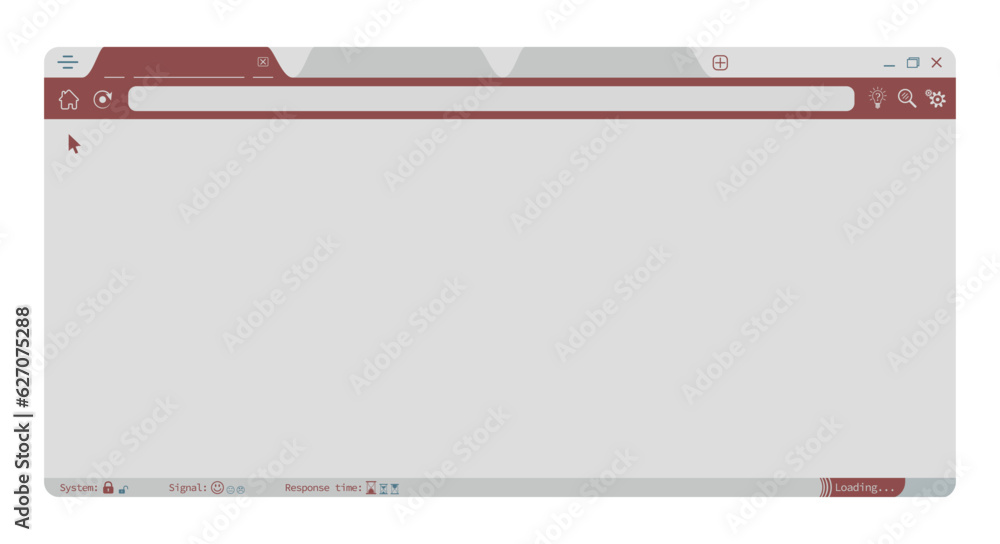 Wall mural retro old style internet browser webpage vector with system, signal, response time, loading icons. w