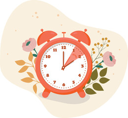 The concept of the transition to winter time. flat illustration with fall foliage and fall theme. Fall back