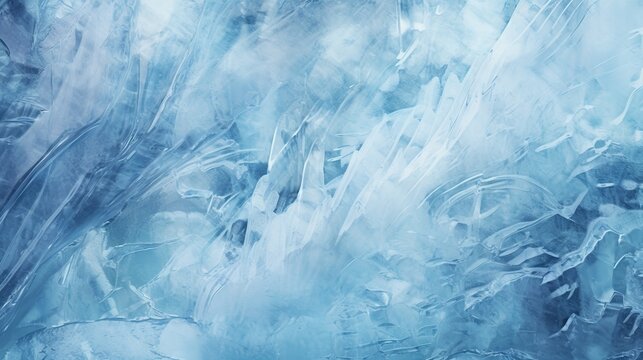  an abstract painting of ice and snow on a blue background.  generative ai