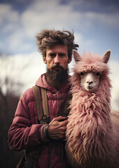 Portrait of a Man with a Pink Alpaca