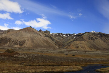 View on a mountain in the Skaftafell National Park was a national park, situated between Kirkjubæjarklaustur and Höfn in the south of Iceland