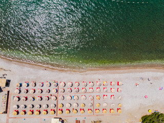 Aerial photographs. View from flying drone. Birds-eye view of beach in Montenegro. Top view © satura_