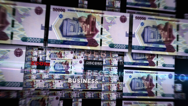 Uzbekistan Sum growing pile of money concept 3d illustration