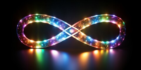 Transparent Rainbow Infinity Sign Filled With Cosmic Sparks or Fairy Lights Sparkling, Symbol for Autistic Rights, Creativity, Diversity of  Autism Spectrum
