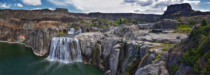 Shoshone Falls on the Snake River as viewed from the hiking trail. Twin Falls by Pillar Falls by Milner Dam Idaho. USA