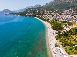 Aerial view of city Bar , Montenegro and Adriatic Mediterranean sea