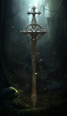 cross in the woods