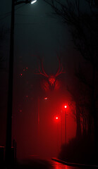 haunted road with horned cryptid