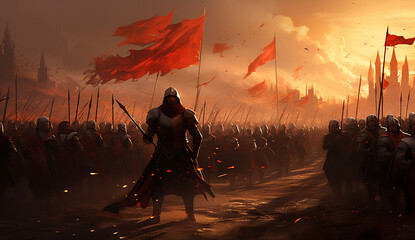 soldiers in the sunset