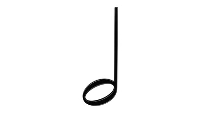 Black half music note isolated on white and transparent background. Music concept. 3D render