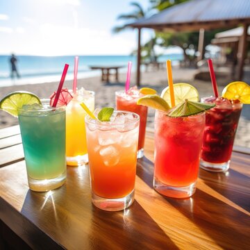 Cool cocktails on a sunny beach - generative AI