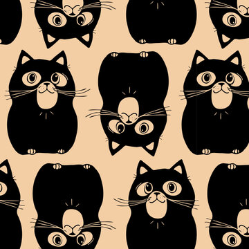 Black Cat Seamless Repeat Pattern 