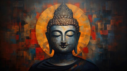 Abstract portrait of a buddha.