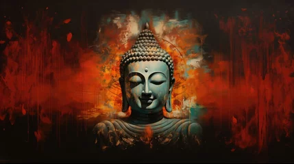 Zelfklevend Fotobehang Abstract portrait of a buddha. © Kanisorn