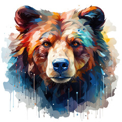 Rainbow bear head, аbstract art, Generative AI - 627080615