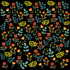 Fototapeta na wymiar Fondo floral en tonos anaranjados sobre negro. 