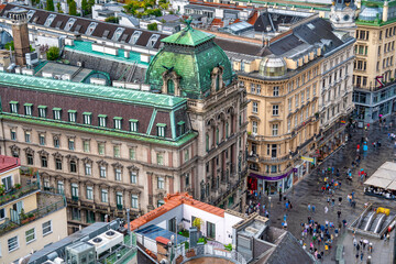 Vienna, Austria - August 21, 2022: Aerial view of city buildings