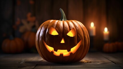 Halloween Jack o lantern pumpkin on a black background