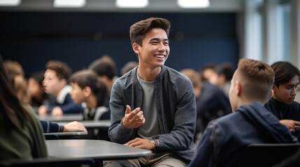 Obraz premium High school students discussion in the classroom