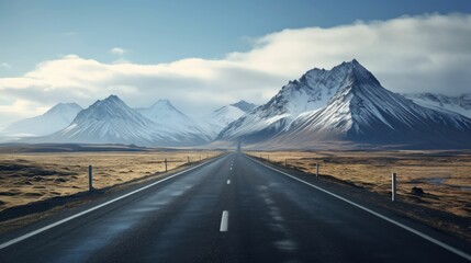 Fototapeta na wymiar road in the arctic mountains in Iceland