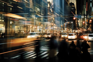 night view of the city, New York, blurred AI generated