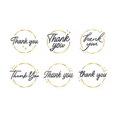 Obraz premium Thank you. Handwritten modern brush lettering inside a golden circle.