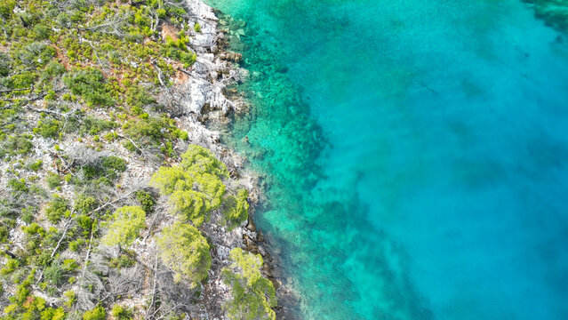 Cape Amarandos beach in Skopelos, Greece - Aerial view © jovannig