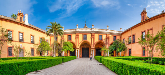 Panoramic view of Real Alcazar entrance, Sevilla