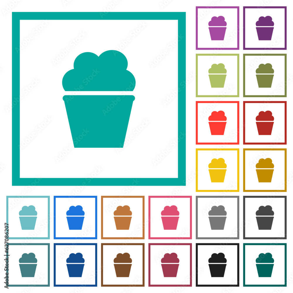 Poster shake with cream solid flat color icons with quadrant frames