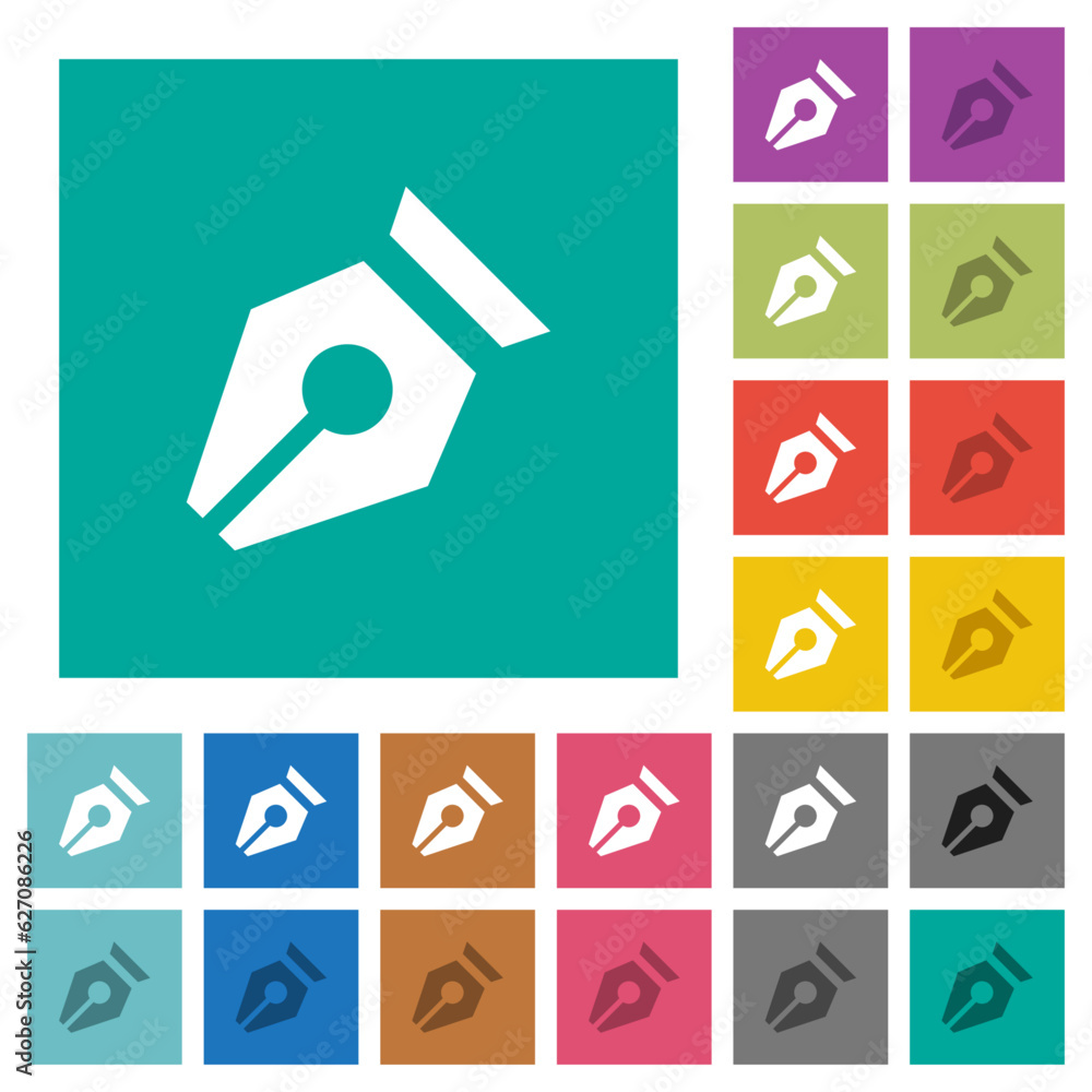 Poster nib solid square flat multi colored icons