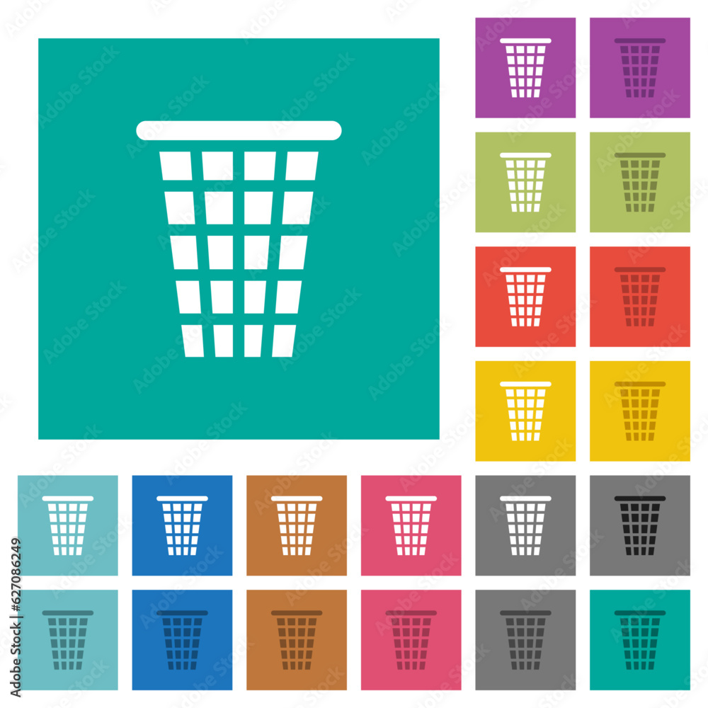 Poster single empty tall trash solid square flat multi colored icons