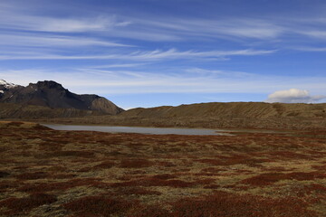 View on a mountain in the Skaftafell National Park was a national park, situated between Kirkjubæjarklaustur and Höfn in the south of Iceland