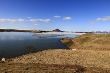 Mývatn is a shallow lake located in an area of active volcanism in northern Iceland, near the...