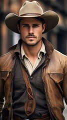 A cowboy standing in a desert