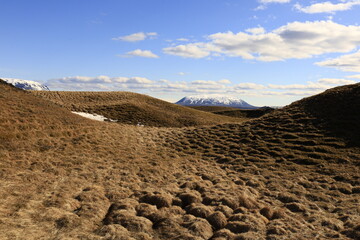 View in the Myvtan National park located in northern Iceland in the vicinity of the Krafla volcano