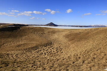 Mývatn is a shallow lake located in an area of active volcanism in northern Iceland, near the...