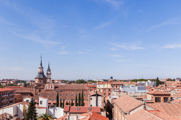 Obraz premium Aerial view landmark Plaza de Cervantes, Alcala de Henares, Community of Madrid travel destination