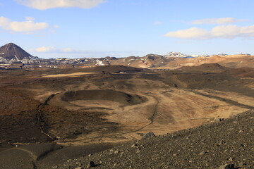 Fototapeta premium View in the Myvtan National park located in northern Iceland in the vicinity of the Krafla volcano