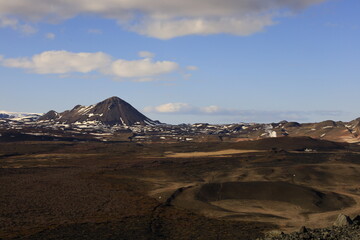 View in the Myvtan National park located in northern Iceland in the vicinity of the Krafla volcano