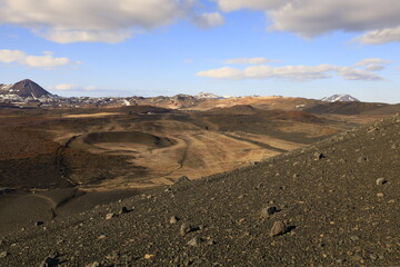 View in the Myvtan National park located in northern Iceland in the vicinity of the Krafla volcano