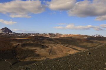 View in the Myvtan National park located in northern Iceland in the vicinity of the Krafla volcano
