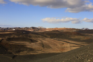 View in the Myvtan National park located in northern Iceland in the vicinity of the Krafla volcano