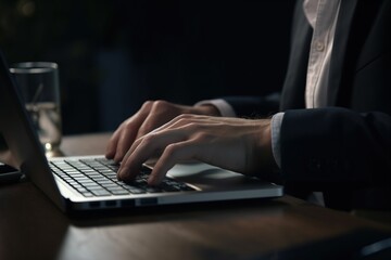 Man hands typing on desktop computer keyboard