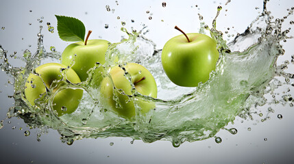 a apple with water splashing Generative AI