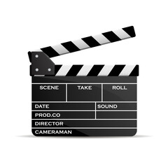 Fototapeta premium Vector illustration of open movie clapper with empty fields