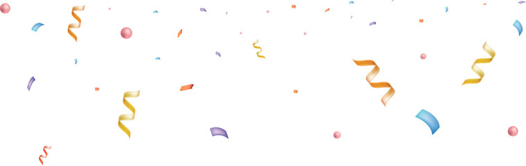 Fototapeta na wymiar congratulatory background with 3d colored confetti and serpentine. Vector illustration